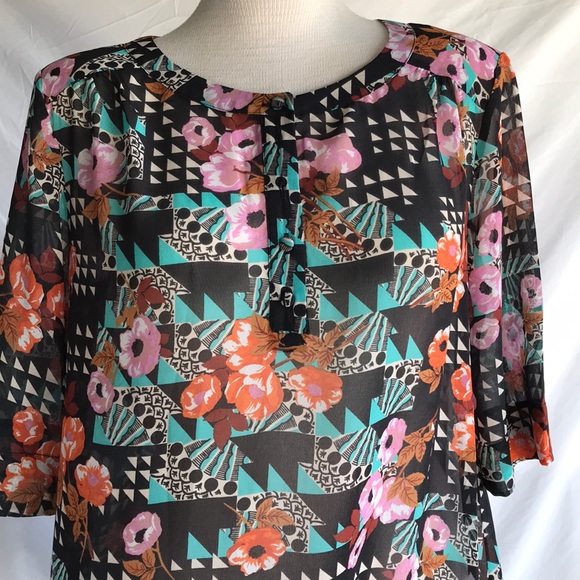 Poem by Oliver Bonas sheer floral top UK 12 US 8 - Picture 3 of 8